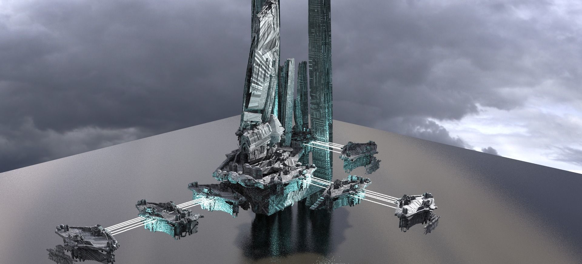 Halo Forerunner Inspired Hologram Bridges Extended 3 3D model_1