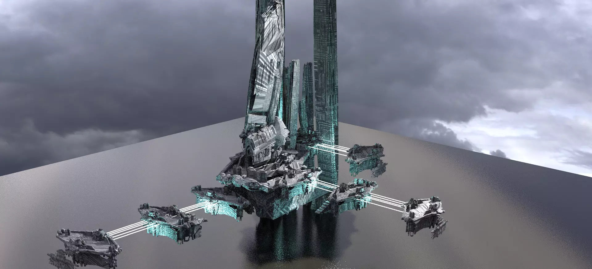 Halo Forerunner Inspired Hologram Bridges Extended 3 3D model_0