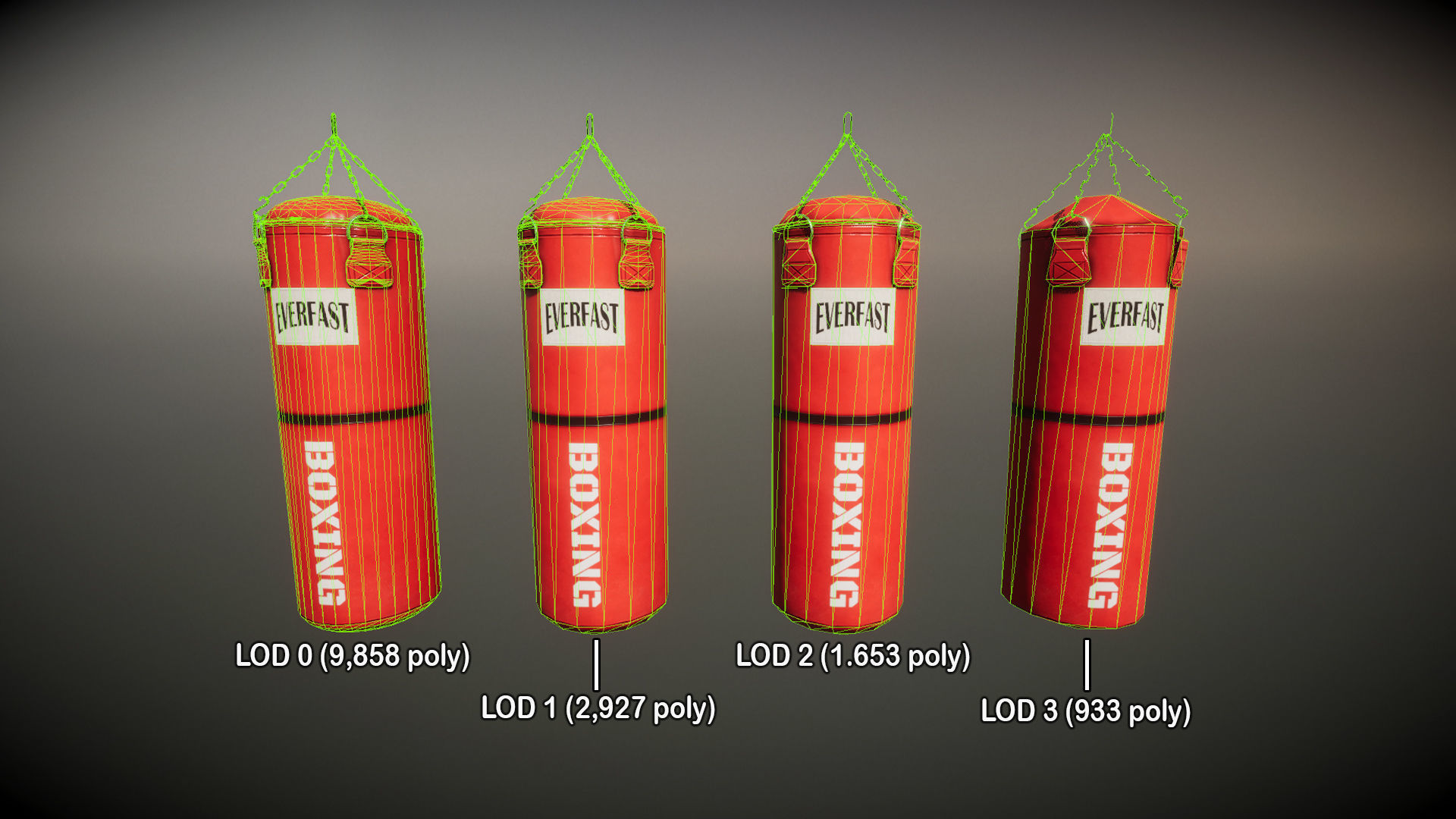 Punching Bag Low-poly 3D model_9