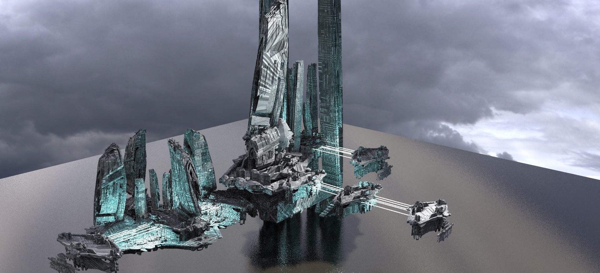 Halo Forerunner Inspired Alien Mega Structures 3D model_1