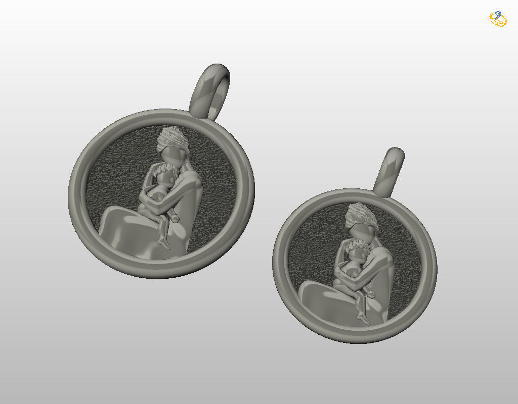 Mother and child pendant 3D print model_11