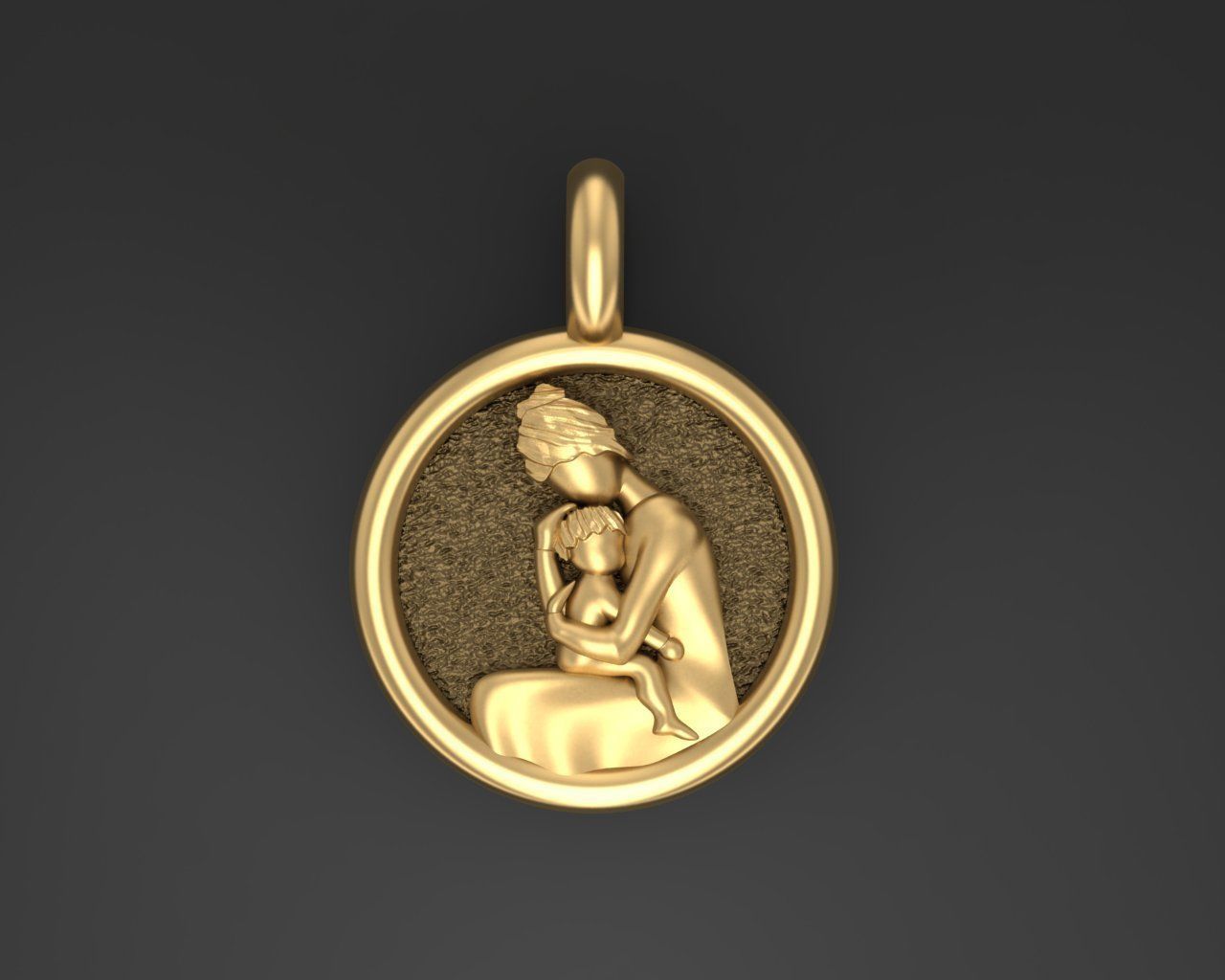 Mother and child pendant 3D print model_2