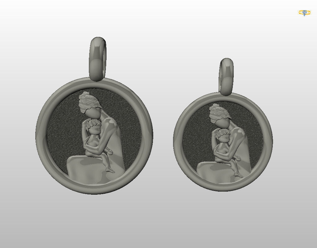 Mother and child pendant 3D print model_29