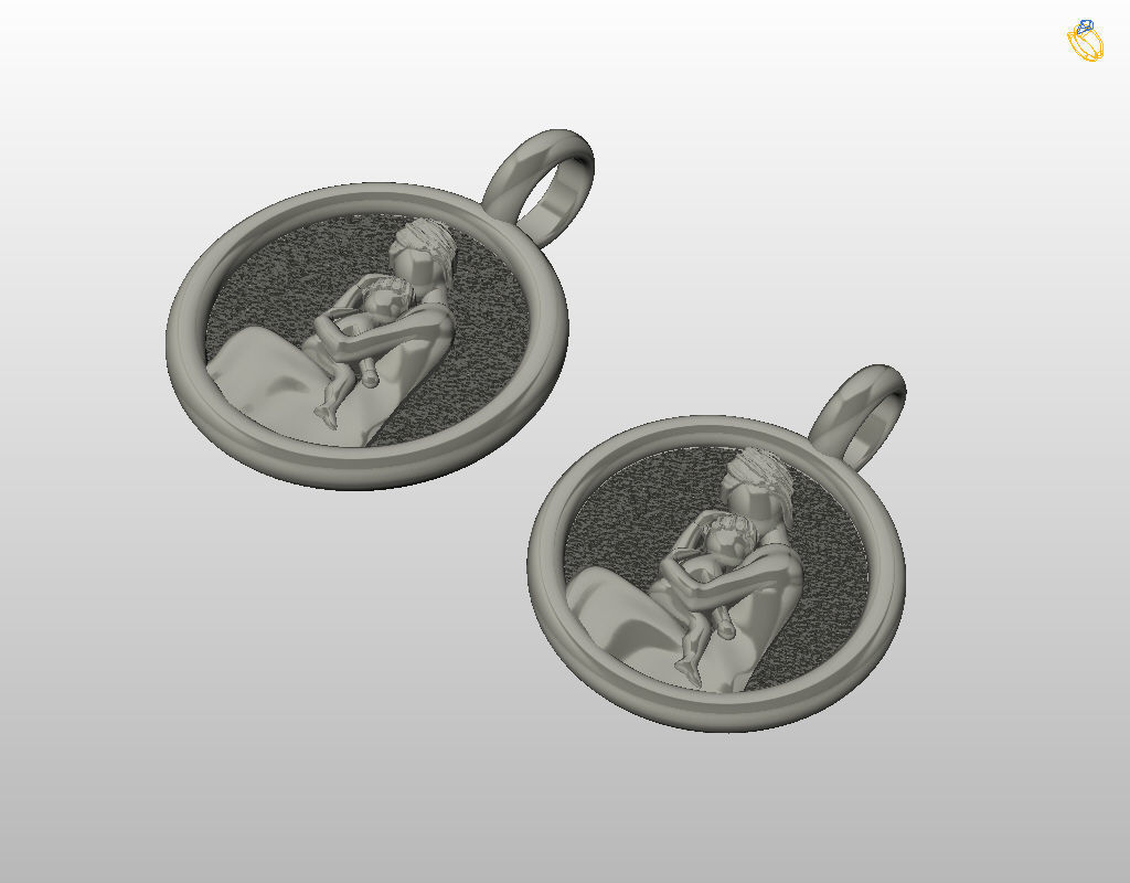 Mother and child pendant 3D print model_22