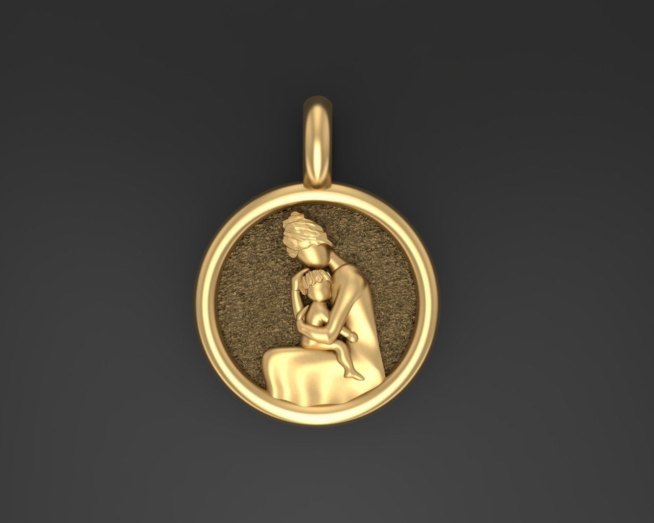Mother and child pendant 3D print model_1