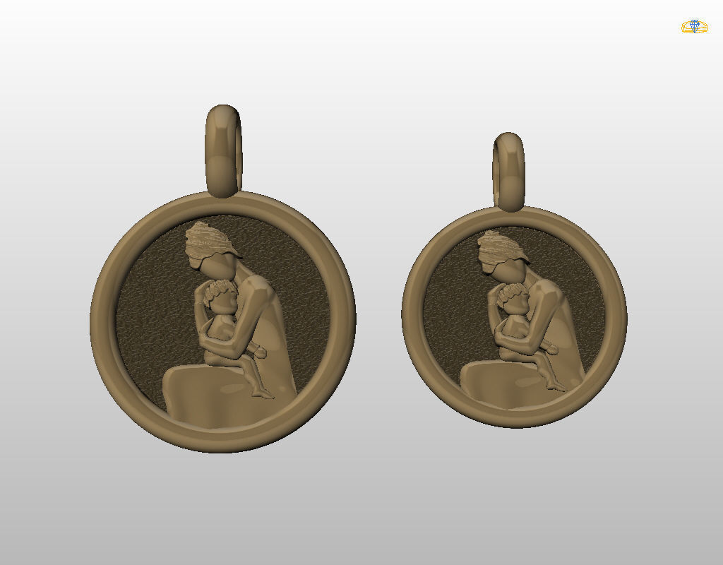 Mother and child pendant 3D print model_37
