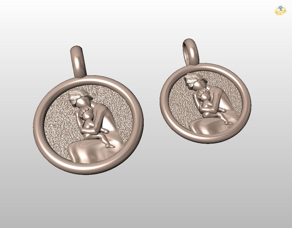 Mother and child pendant 3D print model_32