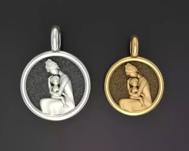 Mother and child pendant 3D print model