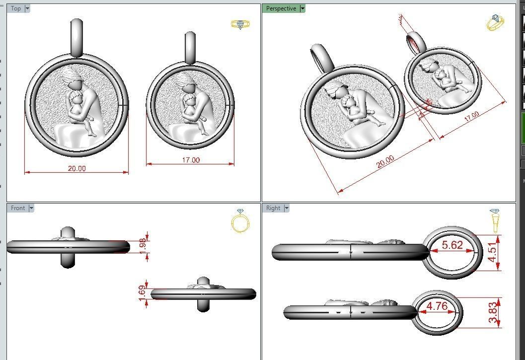 Mother and child pendant 3D print model_3