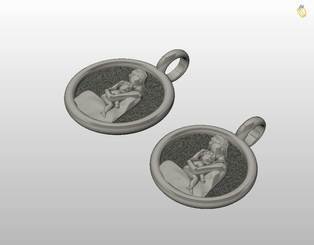 Mother and child pendant 3D print model_20