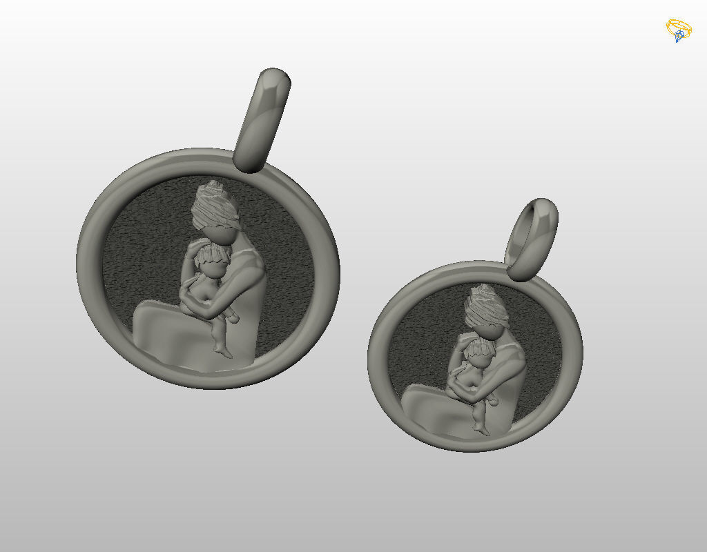 Mother and child pendant 3D print model_30