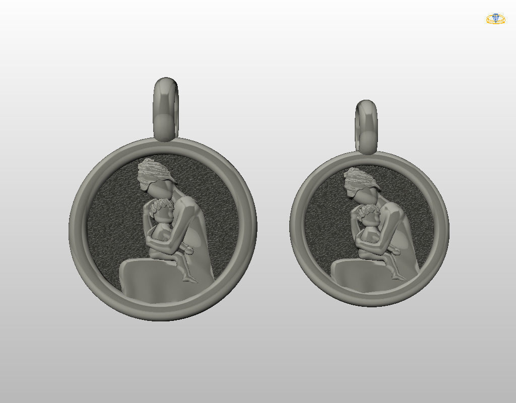 Mother and child pendant 3D print model_10