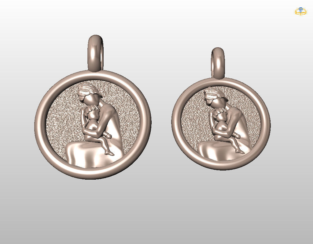 Mother and child pendant 3D print model_33