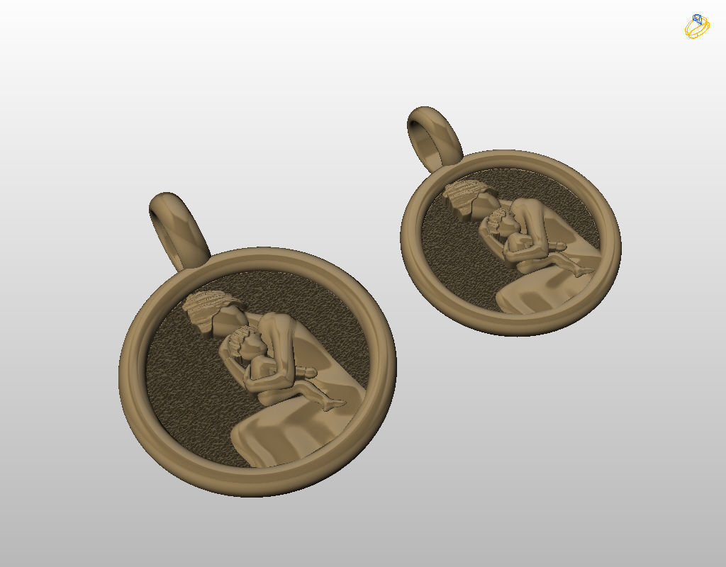 Mother and child pendant 3D print model_40