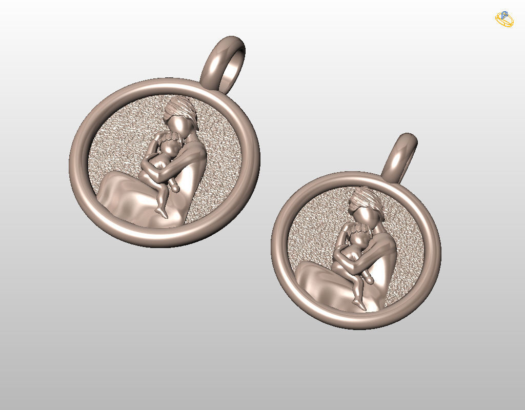 Mother and child pendant 3D print model_34