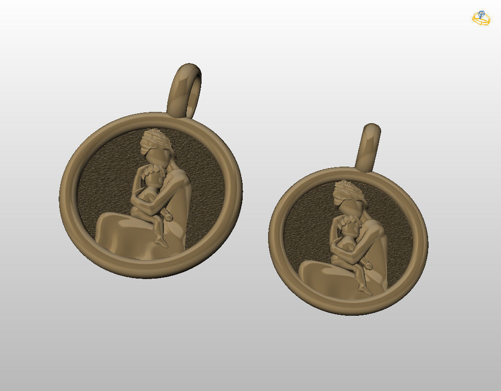 Mother and child pendant 3D print model_38