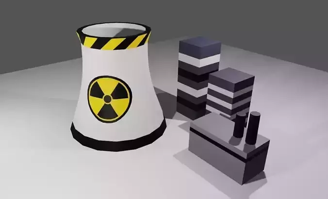 Nuclear Factory - Power plant in Cartoon Style - Usina