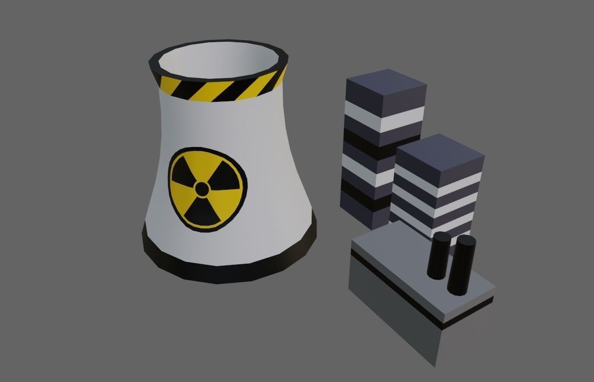 3D model Nuclear Factory - Power plant in Cartoon Style - Usina VR / AR ...