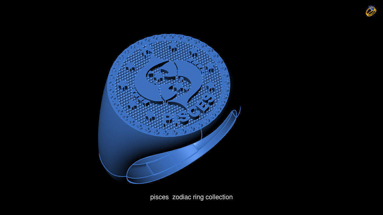 Horoscope Zodiac sign Ring 3D Model Collection _5