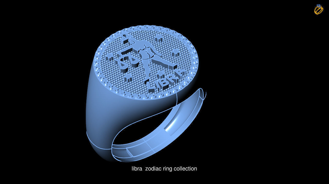 Horoscope Zodiac sign Ring 3D Model Collection _6