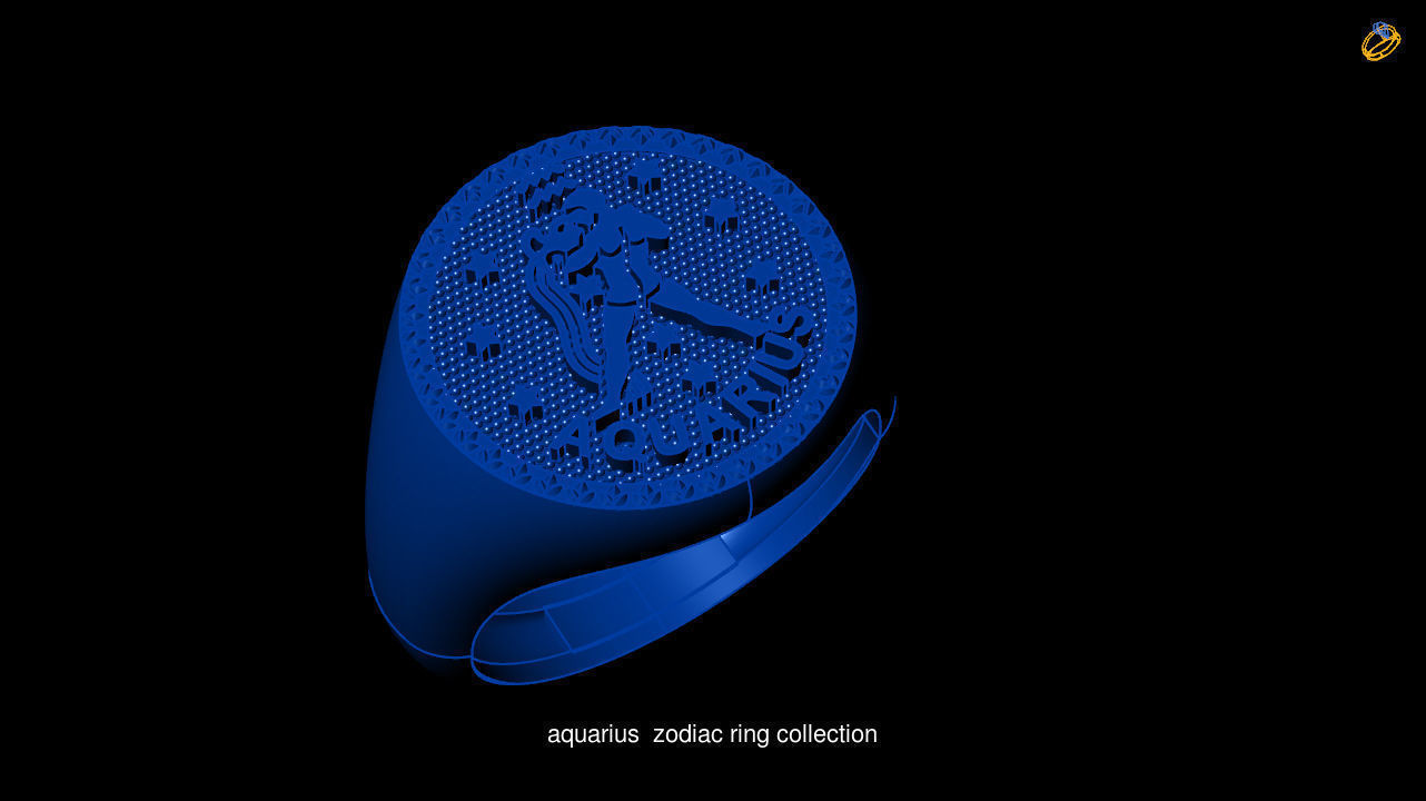 Horoscope Zodiac sign Ring 3D Model Collection _12