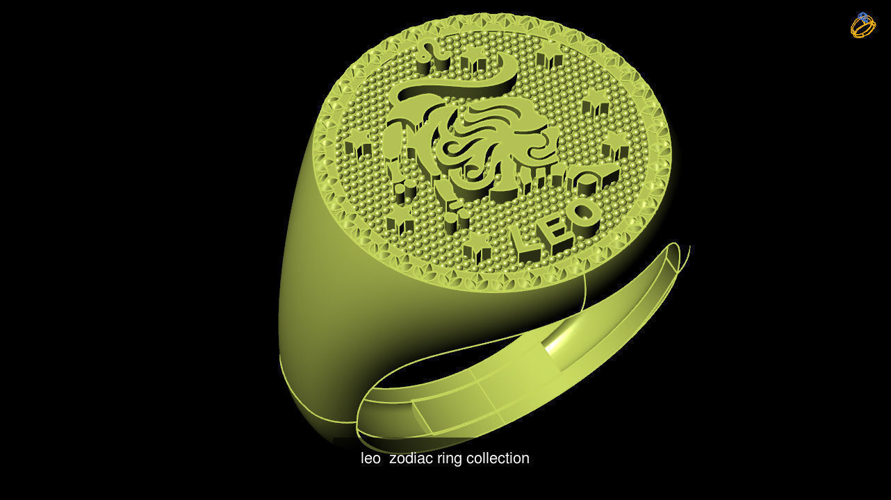 Horoscope Zodiac sign Ring 3D Model Collection _7