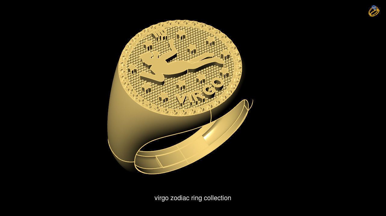 Horoscope Zodiac sign Ring 3D Model Collection _1