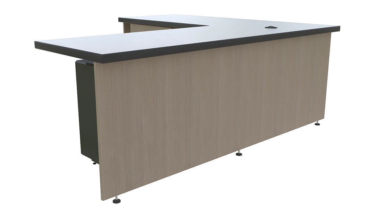 Wooden corner desk with drawers 3D model_3