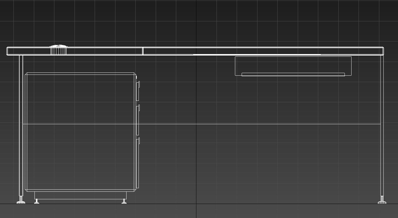Wooden corner desk with drawers 3D model_15