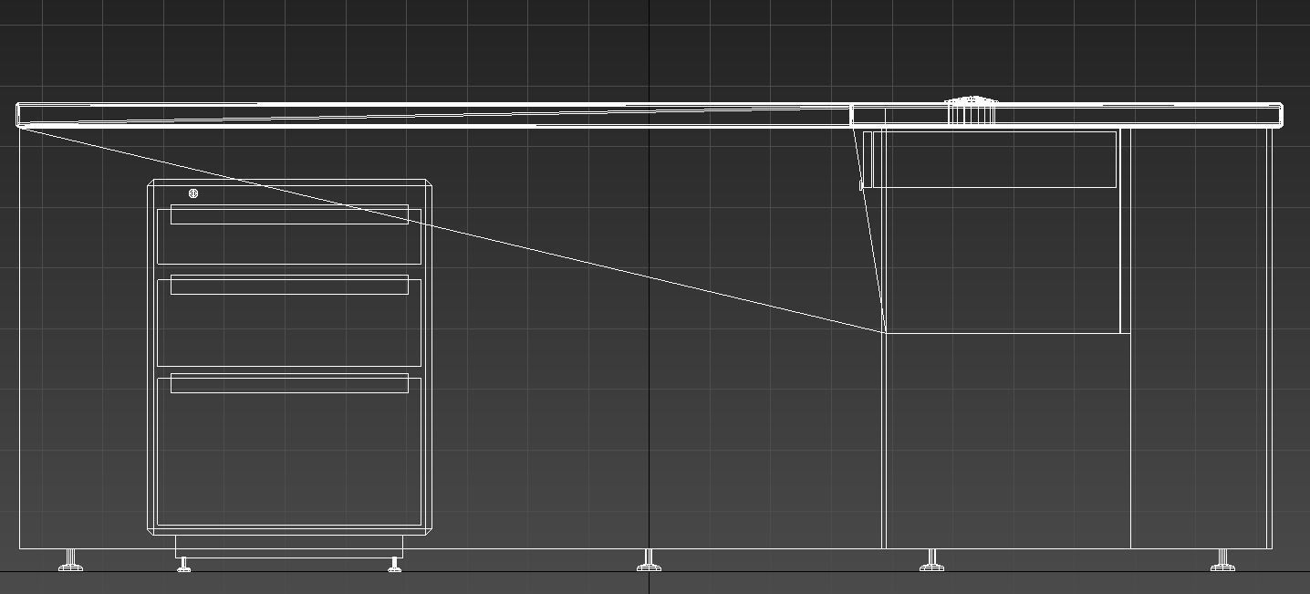 Wooden corner desk with drawers 3D model_16