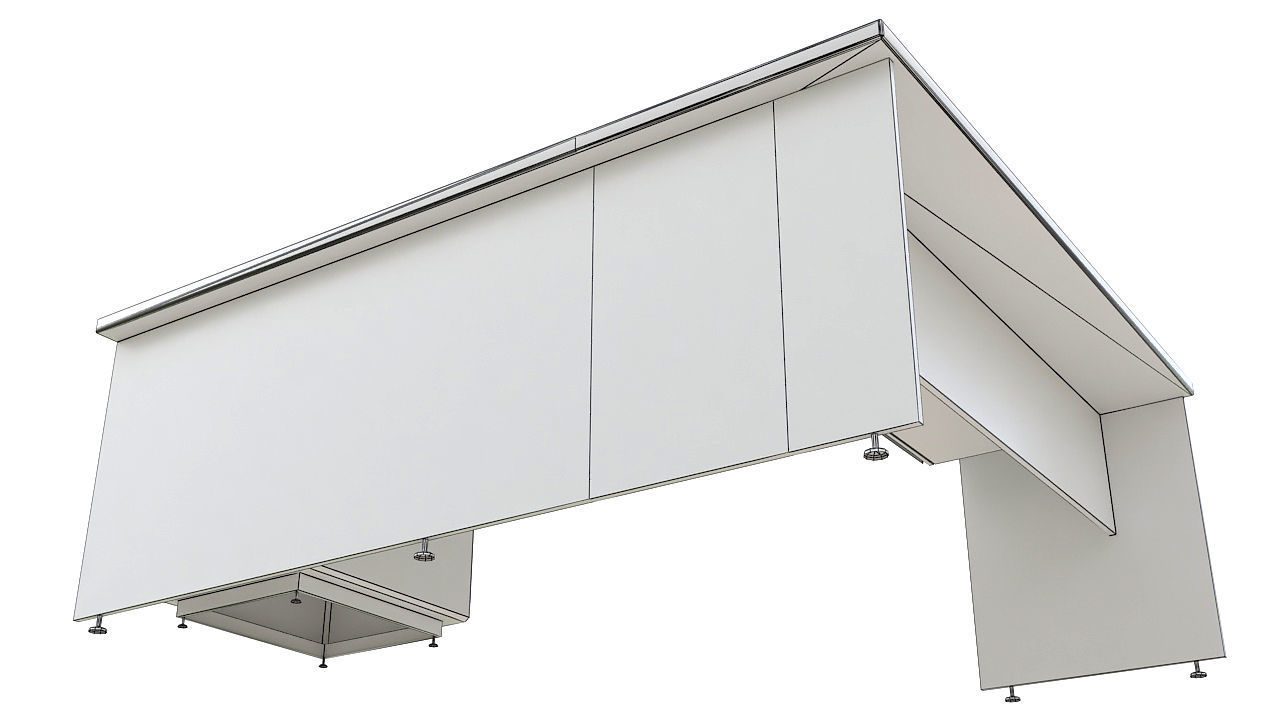 Wooden corner desk with drawers 3D model_13