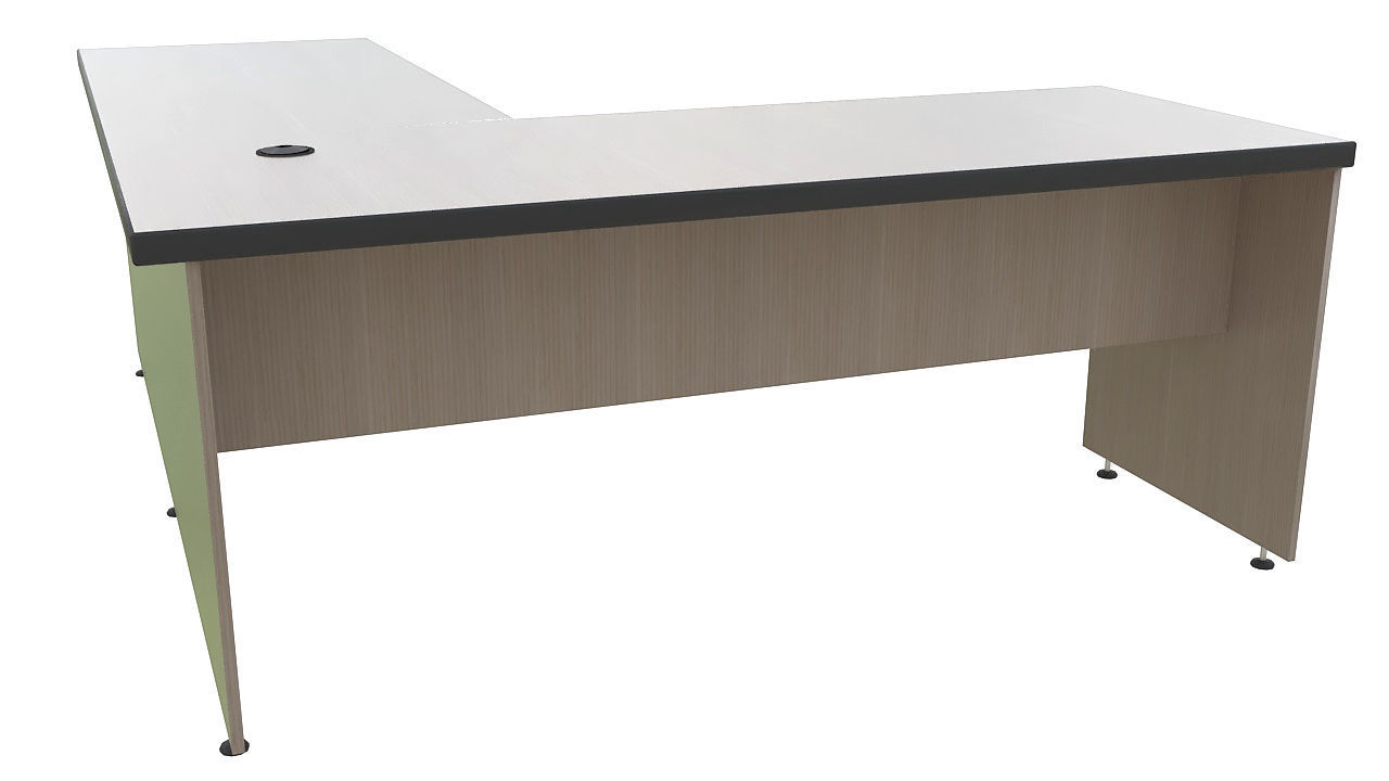 Wooden corner desk with drawers 3D model_6