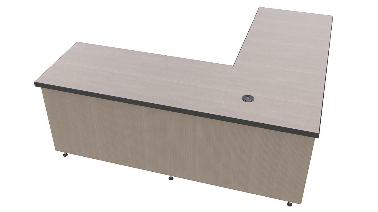 Wooden corner desk with drawers 3D model_4