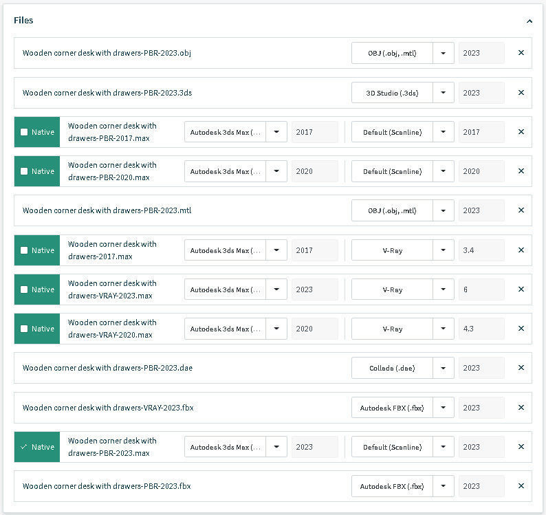 Wooden corner desk with drawers 3D model_18