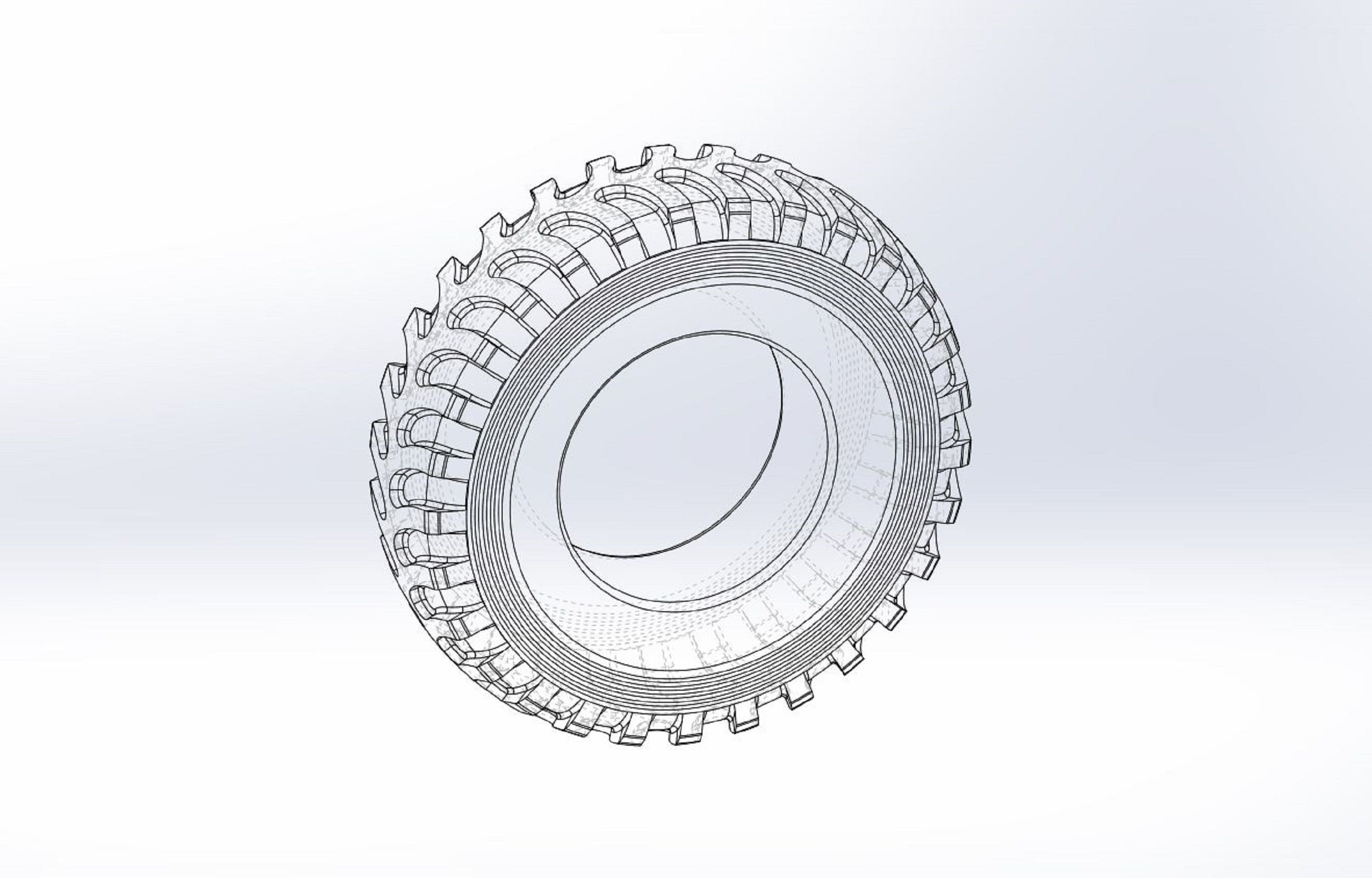 Military truck tire 3 Scale 1 to 10 3D print model_8
