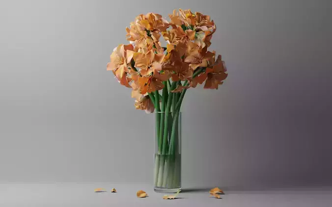 Flower in bloom in a vase 3D model