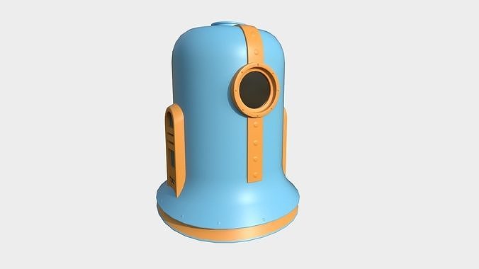 Old Diving Helmet C09 Blue Cartoon - Character Design Fashion Low-poly 3D model