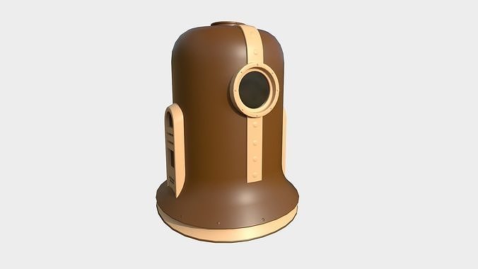 Old Diving Helmet C10 Brown Cartoon - Character Design Fashion Low-poly 3D model
