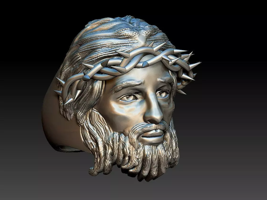 Jesus Christ Head Ring 3D print model