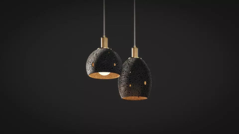 concrete pendant lamps 3D model_0