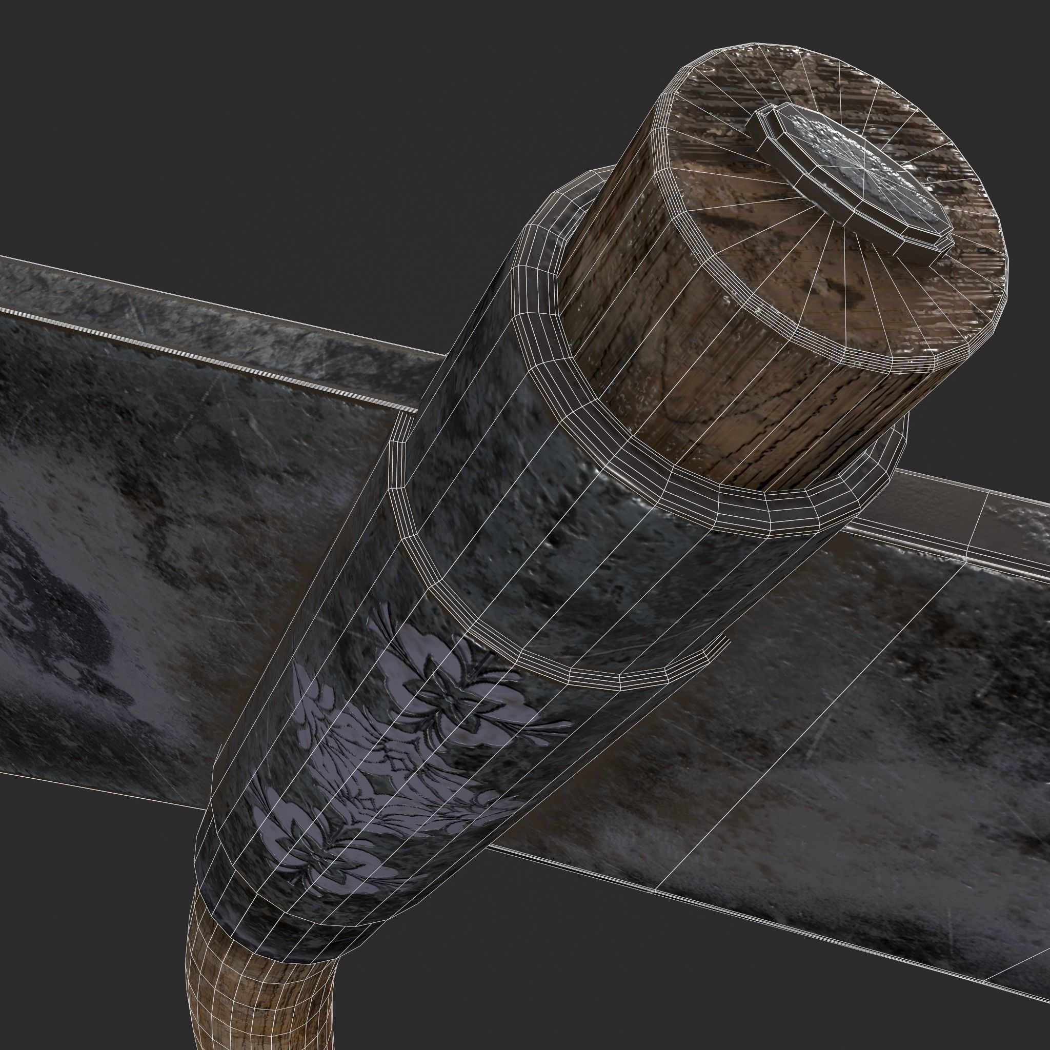 Medieval Scythe Low-poly 3D model_10