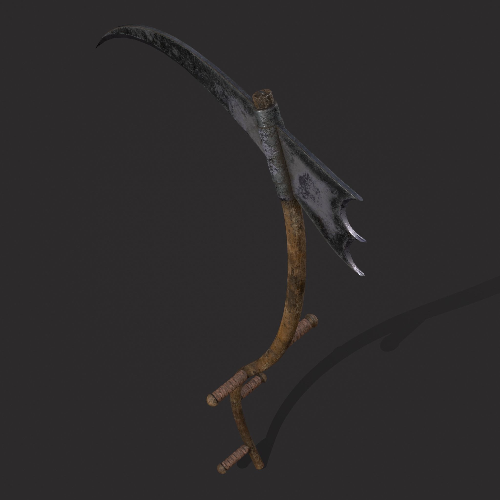 Medieval Scythe Low-poly 3D model_5