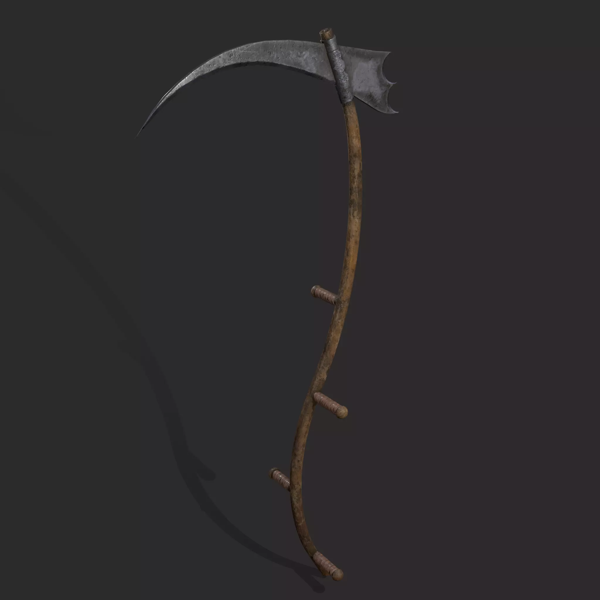 Medieval Scythe Low-poly 3D model_0
