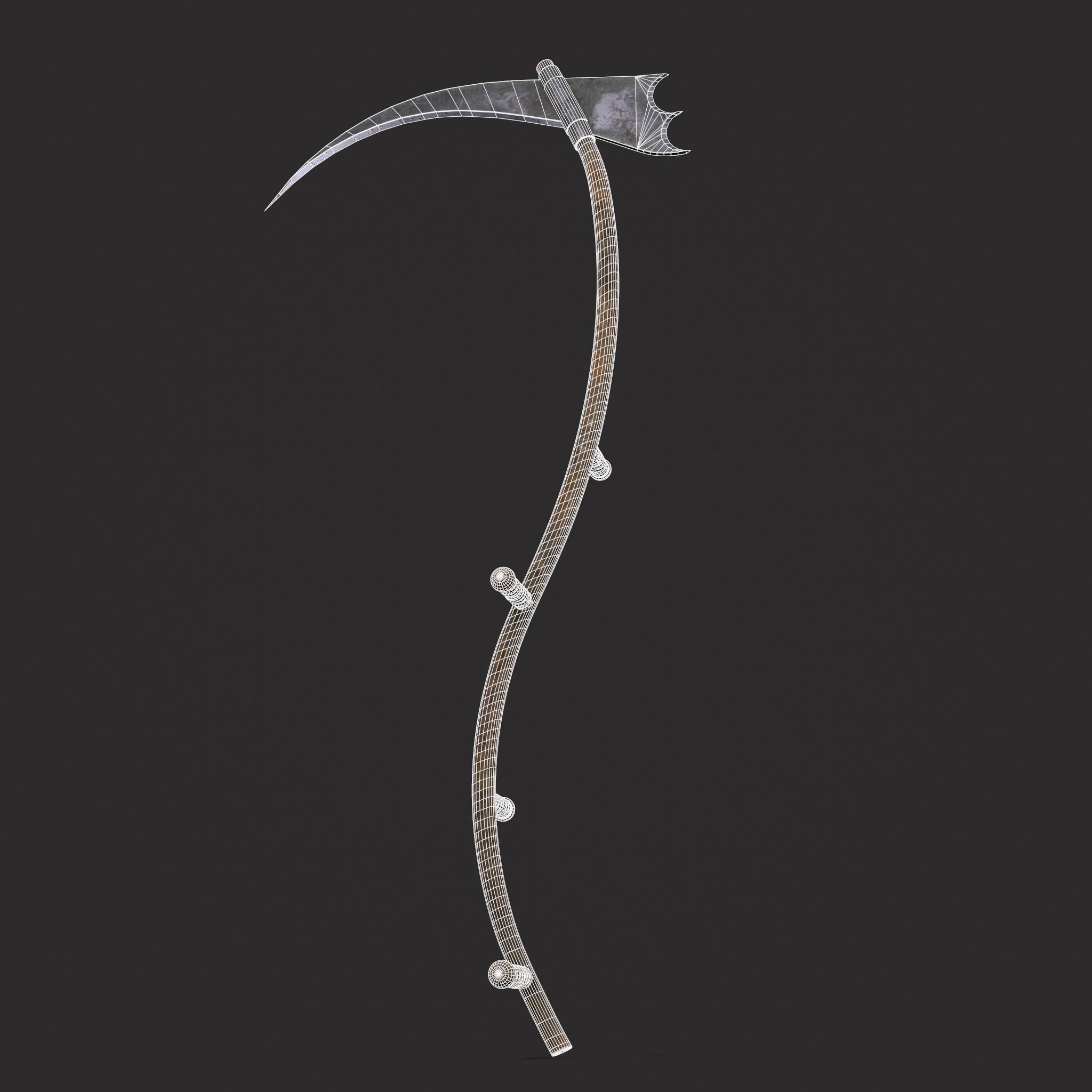 Medieval Scythe Low-poly 3D model_4