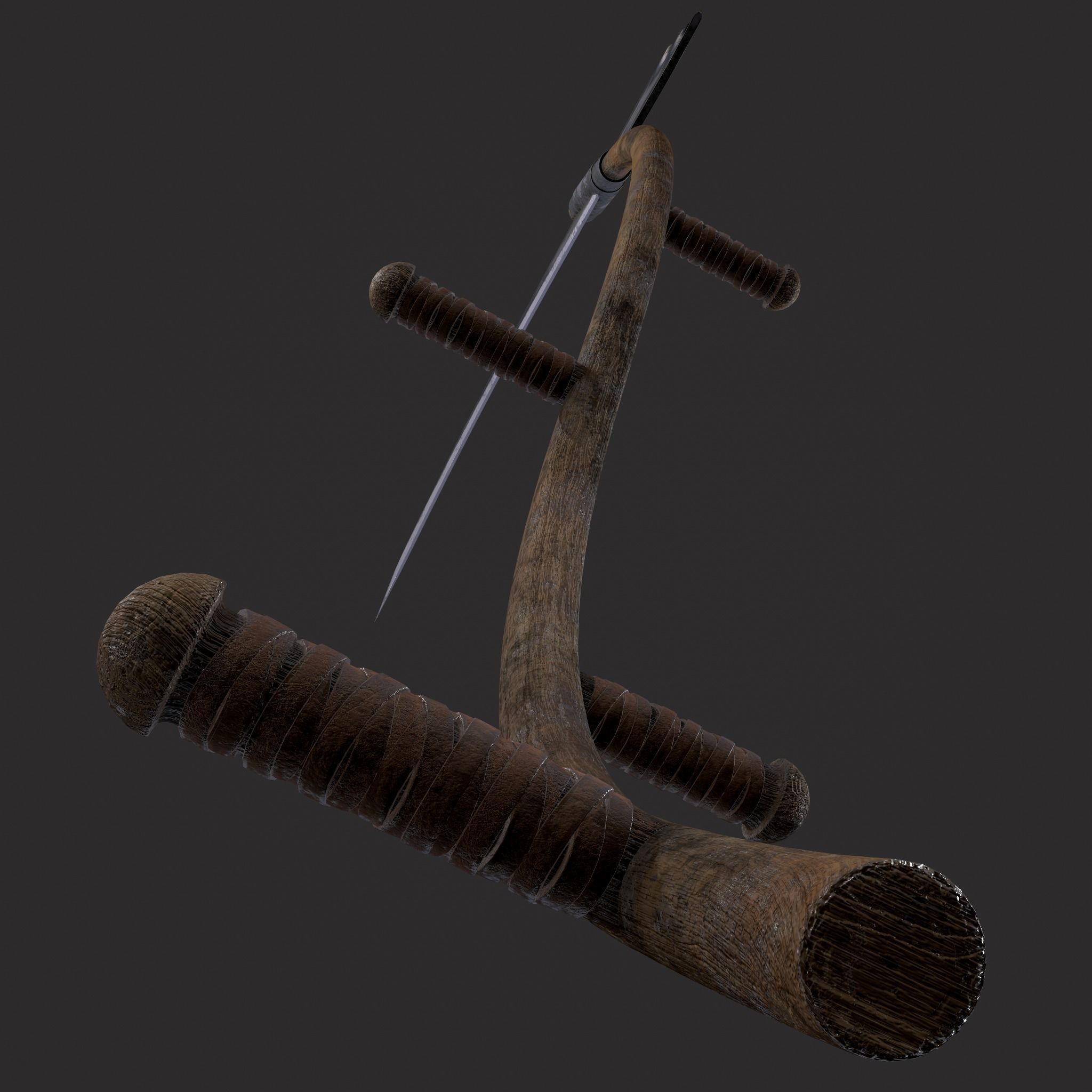 Medieval Scythe Low-poly 3D model_21