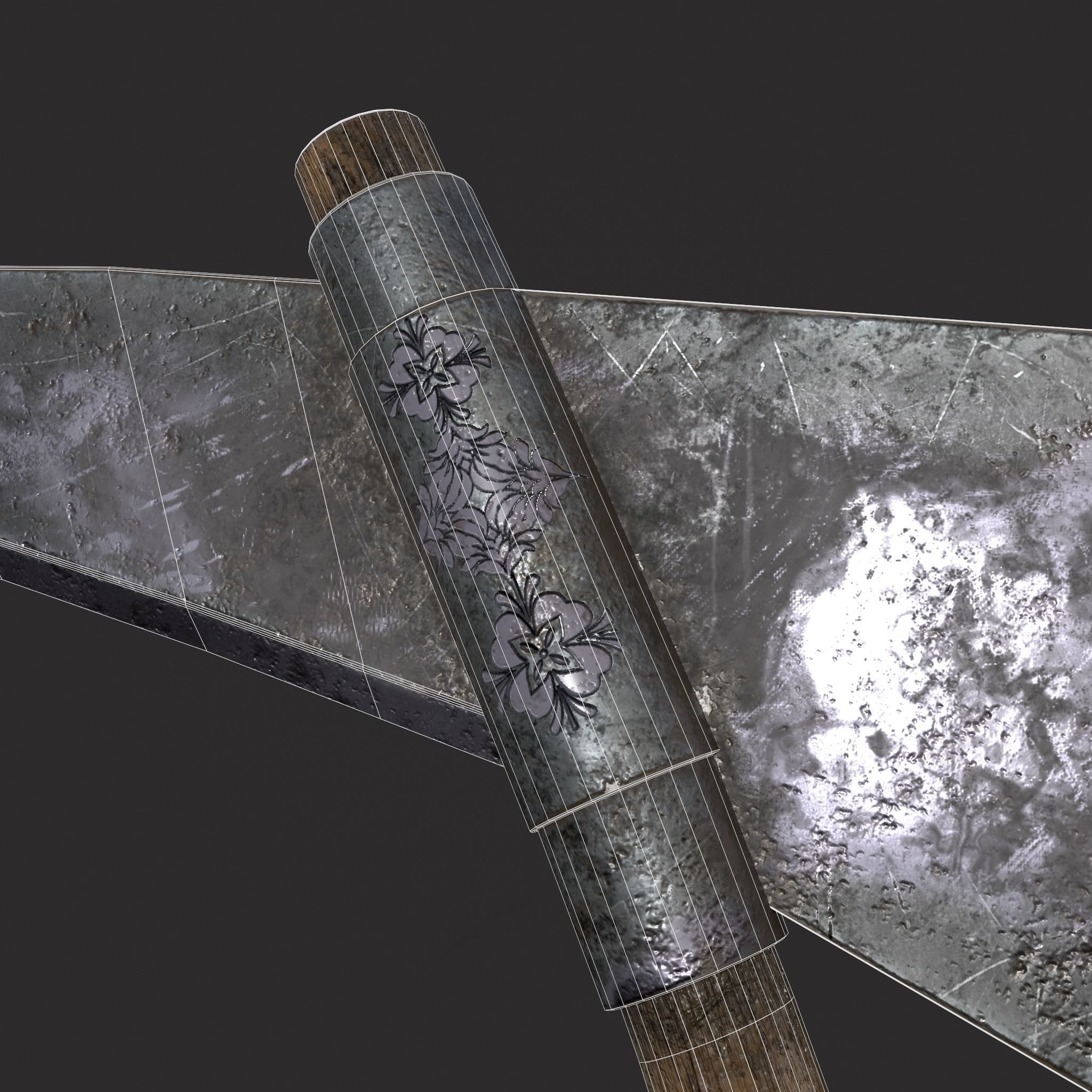 Medieval Scythe Low-poly 3D model_8