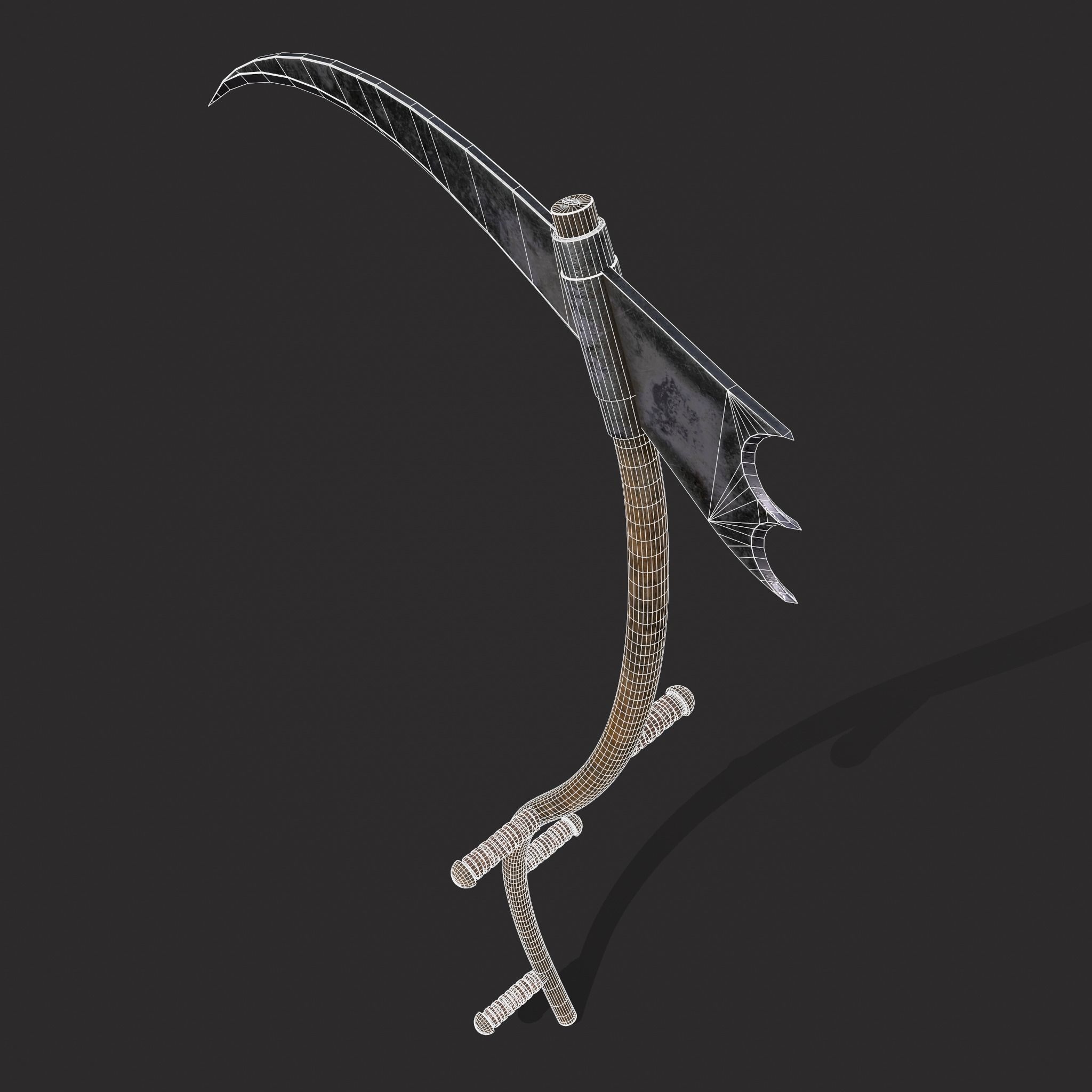 Medieval Scythe Low-poly 3D model_6