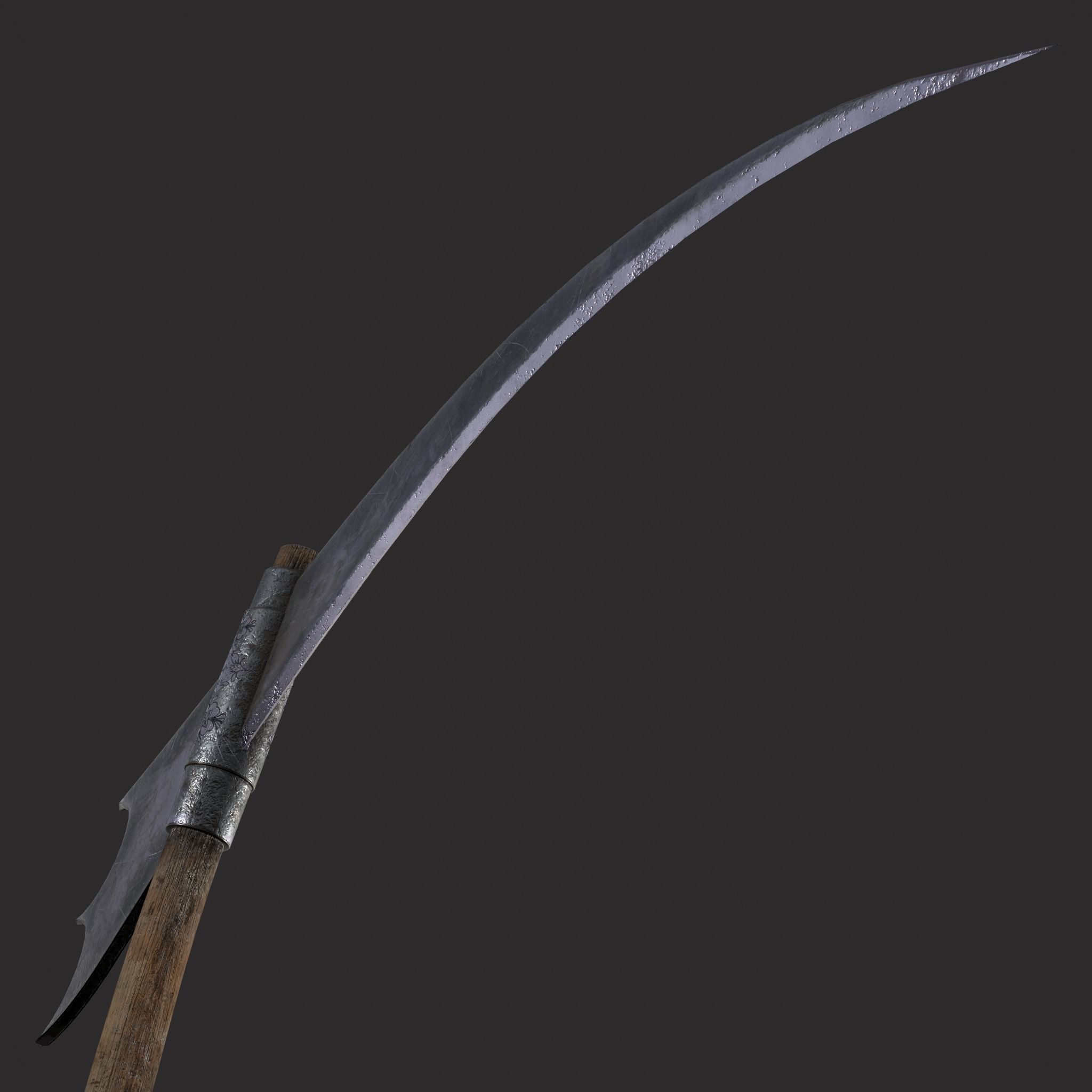 Medieval Scythe Low-poly 3D model_17
