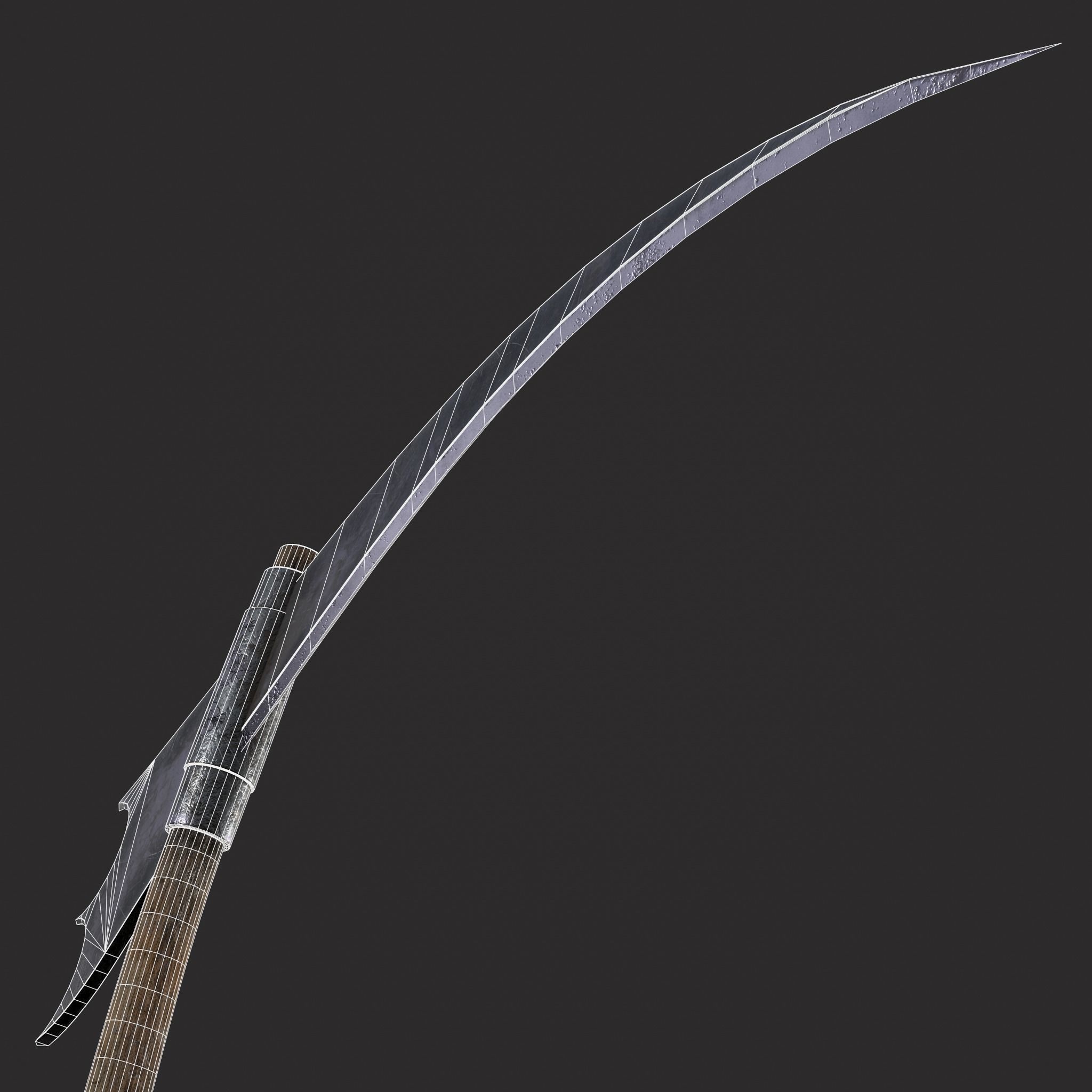 Medieval Scythe Low-poly 3D model_18