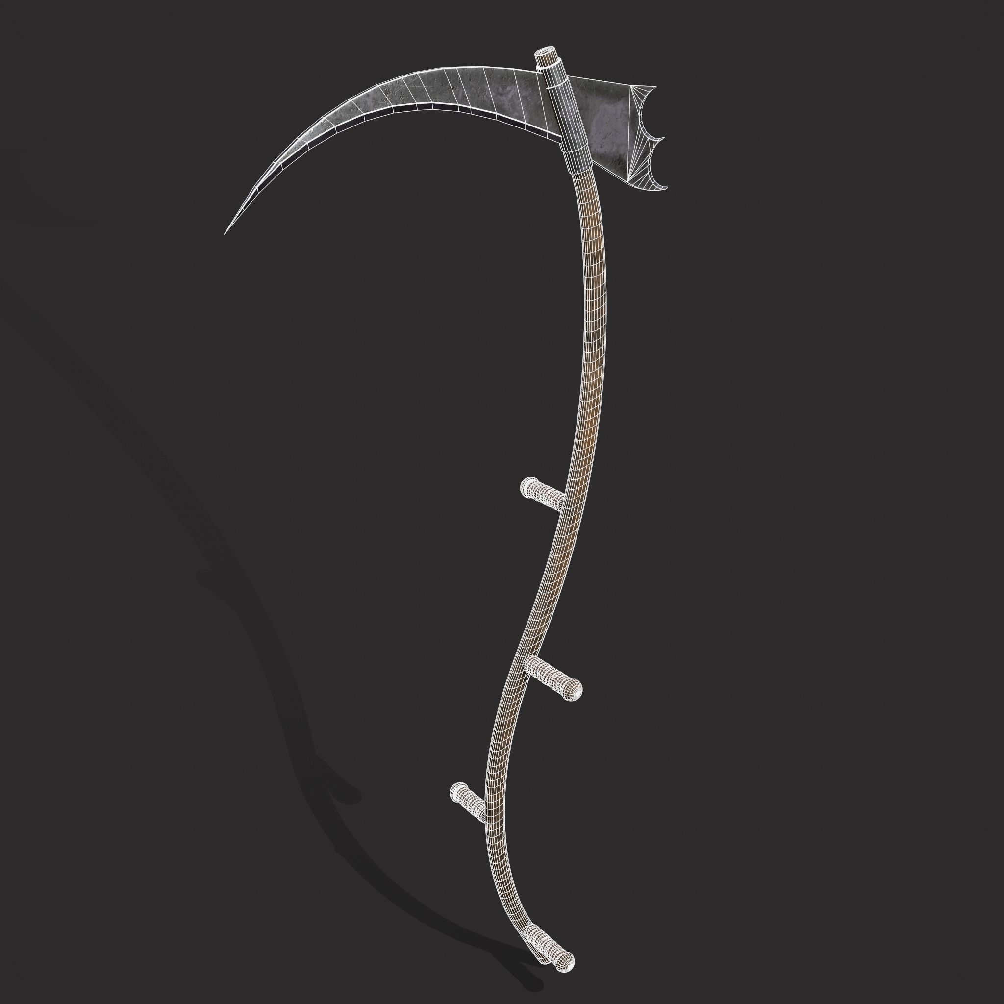 Medieval Scythe Low-poly 3D model_2